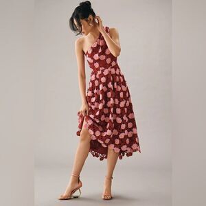 Anthropologie Maeve One-Shoulder Floral Dress Size 10